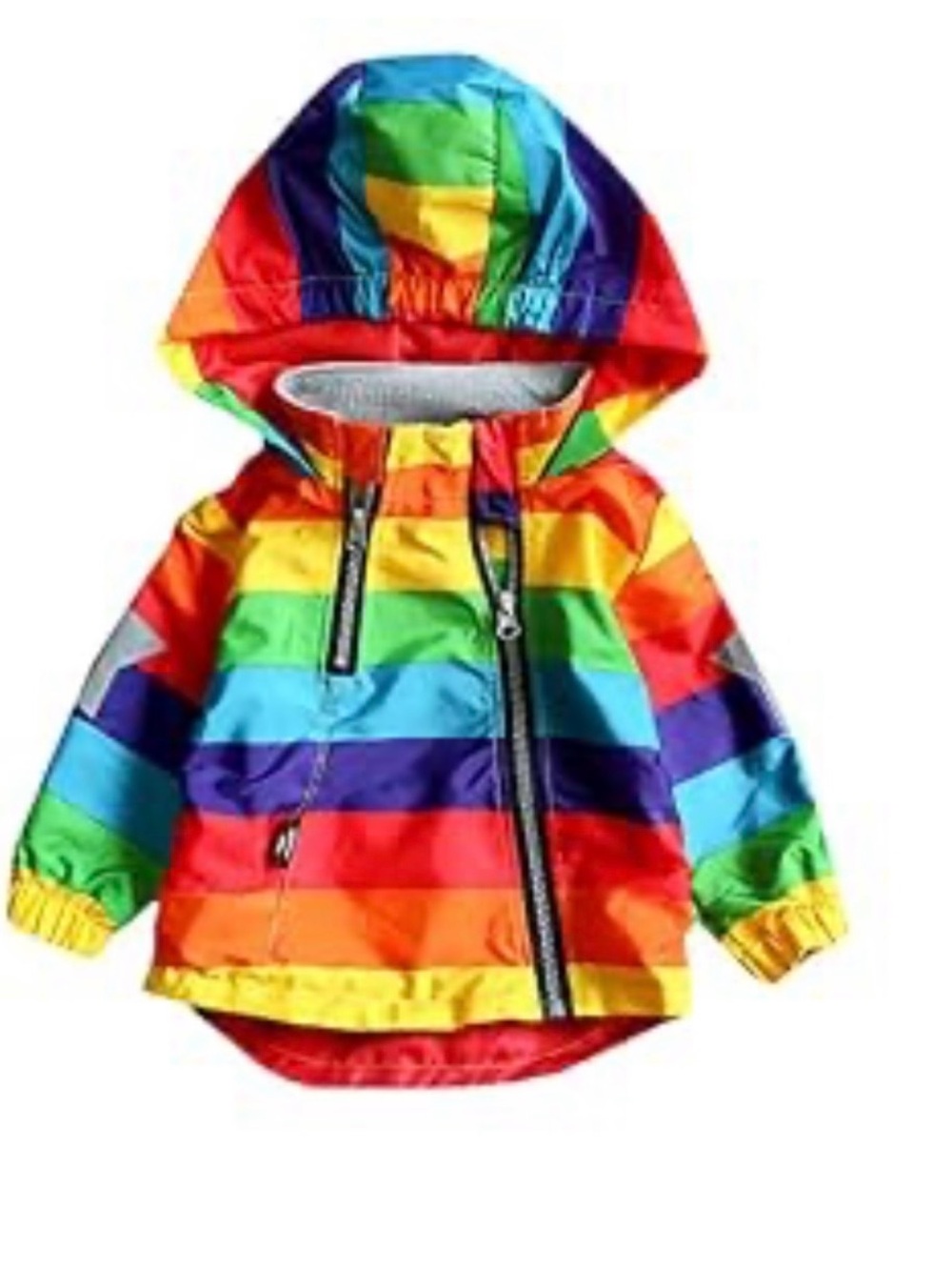 Kids Rainbow Stripe Hooded Rain Jacket